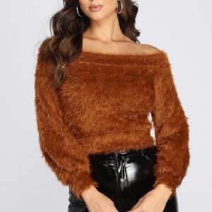 OFF THE SHOULDER KNIT TOP